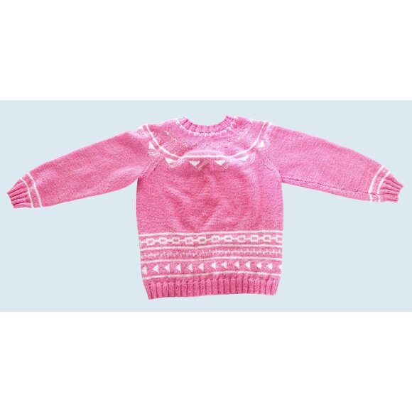 Vintage Handmade Vintage Chunky Knit Oversized Pink Sweater Sz S - Picture 6 of 7